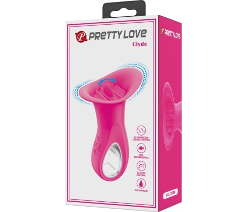 PRETTY LOVE - CLYDE VIBRADOR ORAL LENGUA VIBRADORA 12 VIBRACIONES ROSA