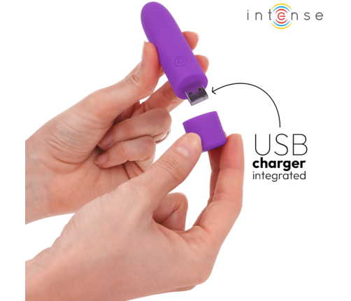 INTENSE - SYMONE USB RECHARGEABLE VIBRATING BULLET 8 VIBRATIONS PURPLE 10 X 2.2 CM