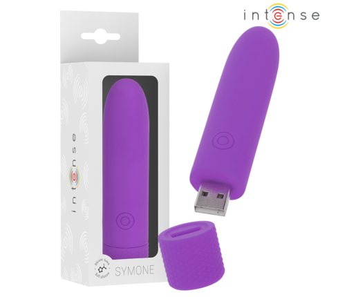 INTENSE - SYMONE USB RECHARGEABLE VIBRATING BULLET 8 VIBRATIONS PURPLE 10 X 2.2 CM