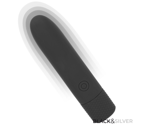 BLACK & SILVER - GERI USB RECHARGEABLE VIBRATING BULLET 8 VIBRATIONS BLACK 10 X 2.2 CM