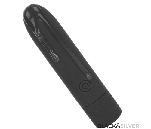 BLACK & SILVER - GERI USB RECHARGEABLE VIBRATING BULLET 8 VIBRATIONS BLACK 10 X 2.2 CM