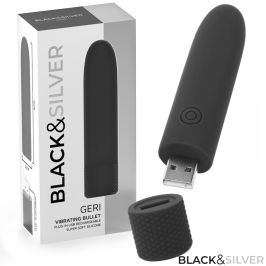 BLACK & SILVER - GERI USB RECHARGEABLE VIBRATING BULLET 8 VIBRATIONS BLACK 10 X 2.2 CM BLACK & SILVER - GERI USB RECHARGEABLE VIBRATING BULLET 8 VIBRATIONS BLACK 10 X 2.2 CM