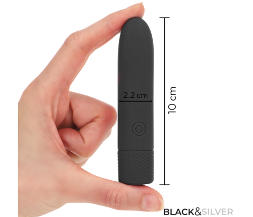 BLACK & SILVER - GERI USB RECHARGEABLE VIBRATING BULLET 8 VIBRATIONS BLACK 10 X 2.2 CM