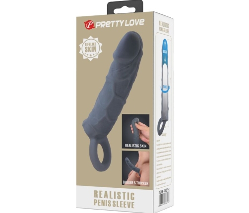 PRETTY LOVE - REALISTIC SKIN PENIS SLEEVE DARK GREY