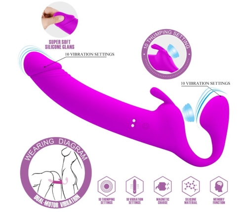 PRETTY LOVE - ZANINI STRAPLESS STRAP-ON 10 VIBRATIONS PURPLE