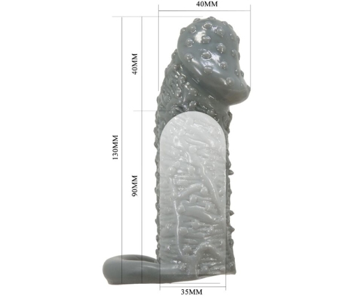 PRETTY LOVE - FUNDA REALÍSTICA ALARGADORA Y RETARDANTE PARA PENE MODELO 2 GRIS