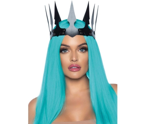 LEG AVENUE - SYNTHETIC LEATHER MALEFICENT CROWN WITH STUDS BLACK