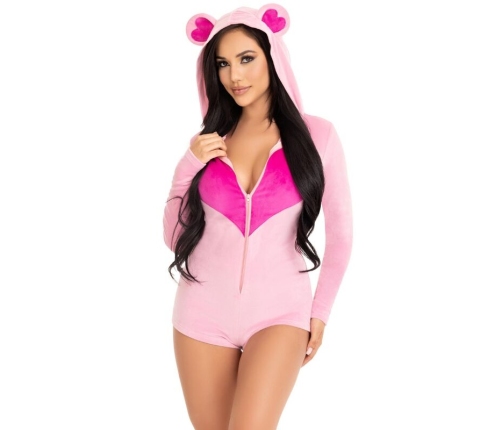 LEG AVENUE - TEDDY BEAR VELVET BODYSUIT PINK S