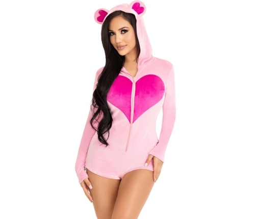 LEG AVENUE - TEDDY BEAR VELVET BODYSUIT PINK S