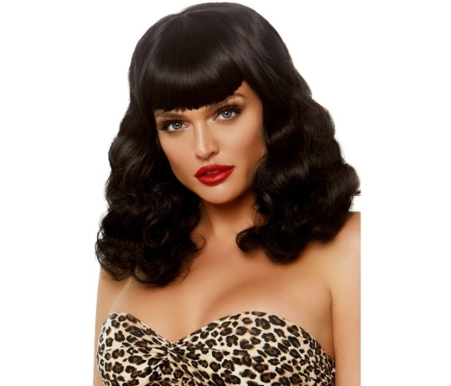 LEG AVENUE - CURLY RETRO WIG WITH BANGS LUMINISCENT BLACK