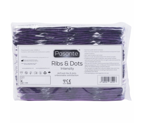 PASANTE - RIBS & DOTS INTENSITY CONDOMS 144 UNITS