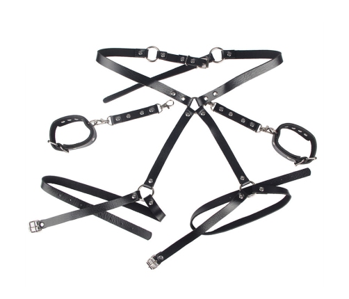 SUBBLIME - 953690 HANDCUFFS WITH BONDAGE BELT BLACK ONE SIZE
