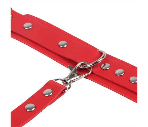 SUBBLIME - 953706 HANDCUFFS WITH BONDAGE BELT RED ONE SIZE