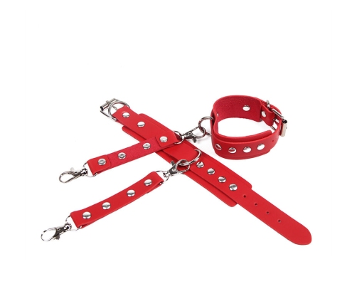 SUBBLIME - 953706 HANDCUFFS WITH BONDAGE BELT RED ONE SIZE