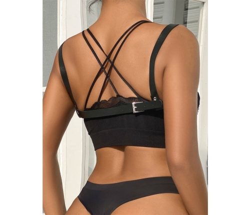 SUBBLIME - 953713 PUNK BONDAGE BELT METAL BUCKLE BLACK ONE SIZE