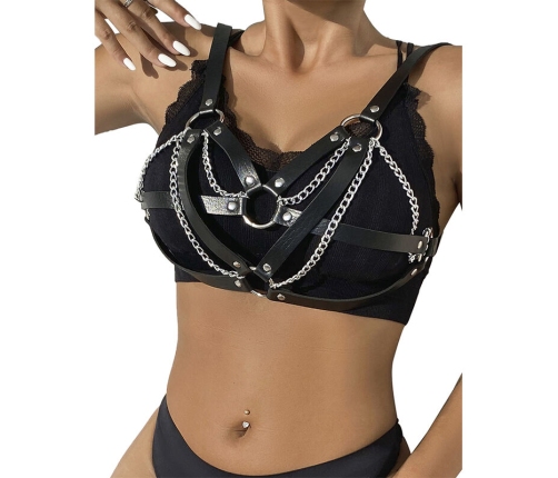 SUBBLIME - 953713 PUNK BONDAGE BELT METAL BUCKLE BLACK ONE SIZE