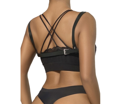 SUBBLIME - 953713 PUNK BONDAGE BELT METAL BUCKLE BLACK ONE SIZE