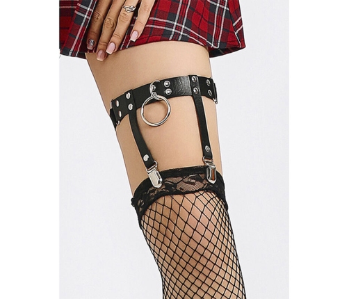 SUBBLIME - 953744 ADJUSTABLE LEATHER PUNK GARTER BLACK ONE SIZE
