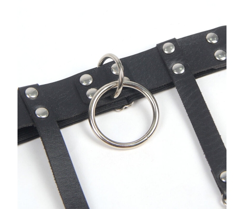 SUBBLIME - 953744 ADJUSTABLE LEATHER PUNK GARTER BLACK ONE SIZE