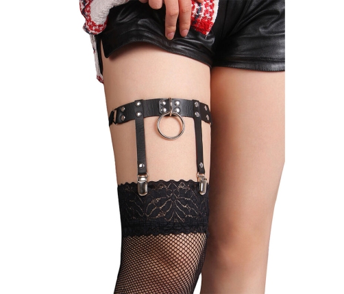 SUBBLIME - 953744 ADJUSTABLE LEATHER PUNK GARTER BLACK ONE SIZE