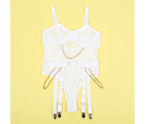 SUBBLIME - 954291 BODY WITH CHAINS + GARTER BELT WHITE L/XL