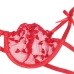 SUBBLIME - 954338 HEART PRINT BRA + THONG + GARTER BELT RED L/XL