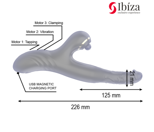 IBIZA - TWO DRAGONS DOUBLE VIBRATOR BLACK