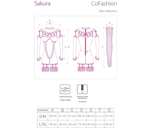 LIVCO CORSETTI FASHION - SAKURA CF 90357 JUMPSUIT + LONG GLOVES + GARTER BELT BLACK L/XL