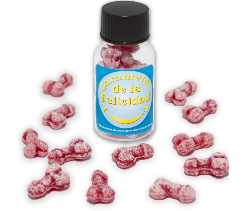 DIABLO PICANTE - JAR OF 12 STRAWBERRY/CHERRY HAPPY PENIS-SHAPED CANDIES