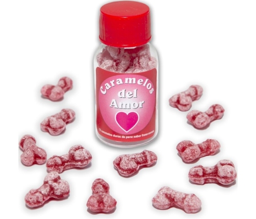 DIABLO PICANTE - 12 PENIS-SHAPED LOVE CANDIES STRAWBERRY/CHERRY