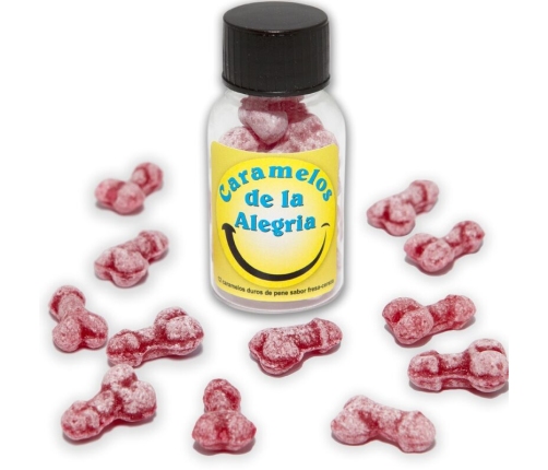 DIABLO PICANTE - 12 PENIS-SHAPED JOY CANDIES STRAWBERRY/CHERRY