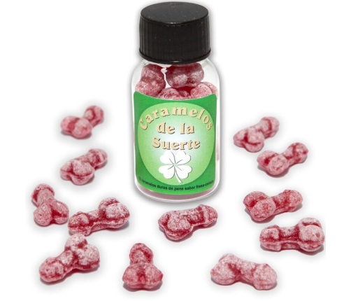 DIABLO PICANTE - 12 PENIS-SHAPED LUCKY CANDIES STRAWBERRY/CHERRY