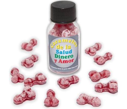 DIABLO PICANTE - 12 HEALTH-MONEY-LOVE CANDIES PENIS SHAPE STRAWBERRY/CHERRY