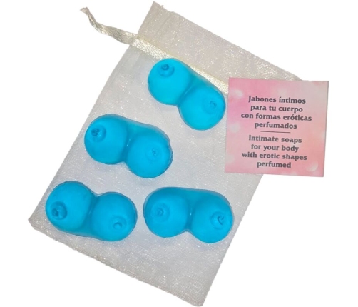 DIABLO PICANTE - 4 MINI SCENTED SOAPS SHAPED BREASTS BLUE