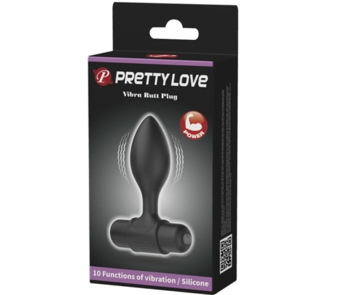 PRETTY LOVE - VIBRA BUTT 10 VIBRATIONS ANAL PLUG BLACK