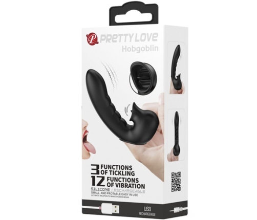 PRETTY LOVE - HOBGOBLIN VIBRATING FINGER CASE 12 VIBRATIONS + CLITORIS STIMULATOR BLACK