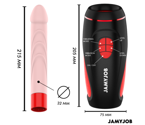 JAMYJOB - PYSTON BASE MASTURBADOR AUTOMÁTICO CON DILDO CONTROL REMOTO