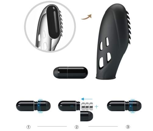 PRETTY LOVE - GILO VIBRADOR DE DEDO SILICONA NEGRO