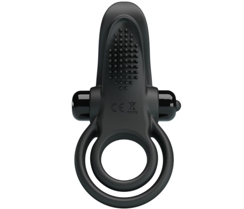 PRETTY LOVE - DOUBLE VIBRATING RING + CLITORIS STIMULATOR 10 VIBRATIONS BLACK