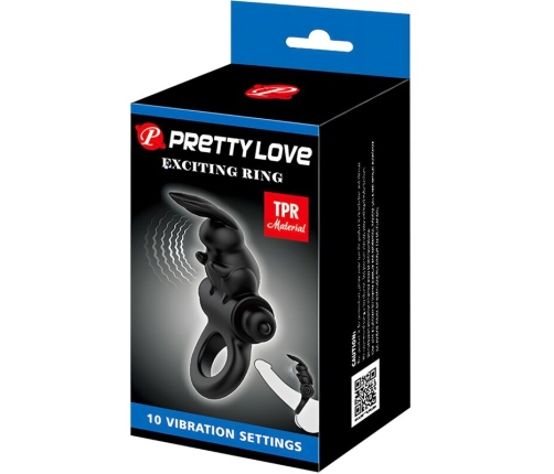 PRETTY LOVE - EXCITING RING RABBIT VIBRATOR RING 10 VIBRATIONS BLACK