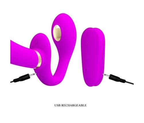 PRETTY LOVE - THUNDERBIRD DOUBLE STRAP-ON VIBRATOR REMOTE CONTROL PURPLE