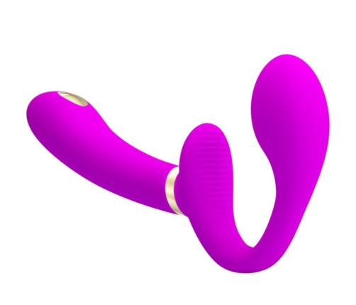 PRETTY LOVE - THUNDERBIRD DOUBLE STRAP-ON VIBRATOR REMOTE CONTROL PURPLE