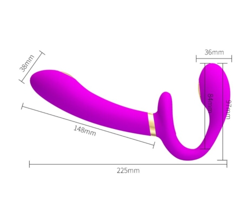 PRETTY LOVE - THUNDERBIRD DOUBLE STRAP-ON VIBRATOR REMOTE CONTROL PURPLE