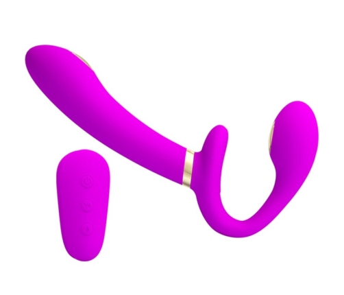 PRETTY LOVE - THUNDERBIRD DOUBLE STRAP-ON VIBRATOR REMOTE CONTROL PURPLE