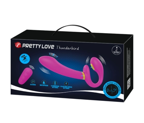 PRETTY LOVE - THUNDERBIRD DOUBLE STRAP-ON VIBRATOR REMOTE CONTROL PURPLE