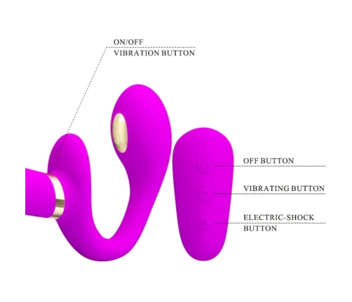PRETTY LOVE - THUNDERBIRD DOUBLE STRAP-ON VIBRATOR REMOTE CONTROL PURPLE