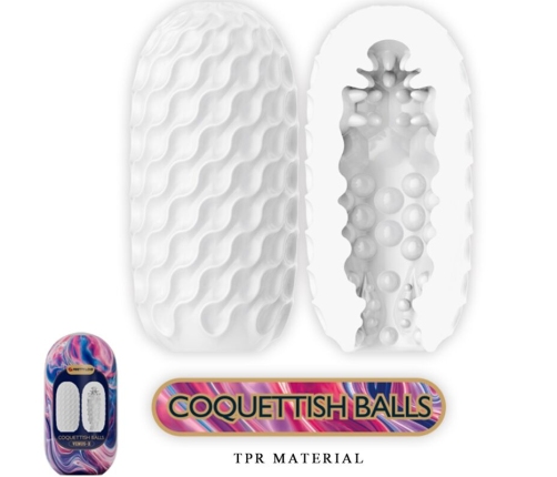 PRETTY LOVE - COQUETTISH BALLS SILICONE MALE MASTURBATOR WHITE