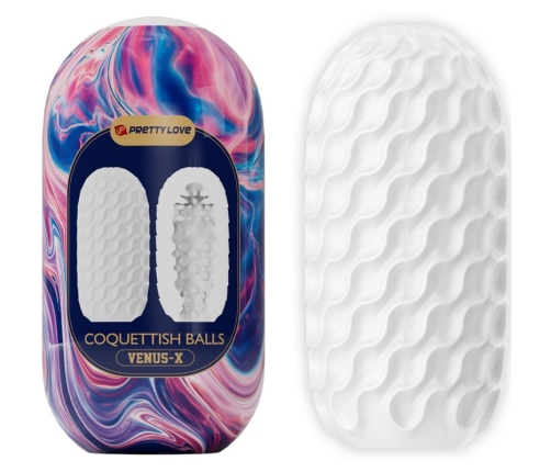 PRETTY LOVE - COQUETTISH BALLS SILICONE MALE MASTURBATOR WHITE