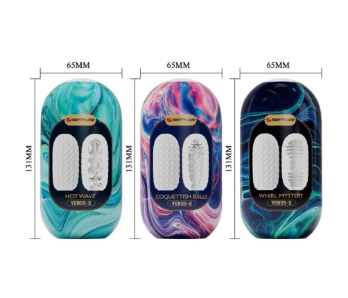 PRETTY LOVE - VENUS X 15 MASTURBADORES MASCULINOS SILICONA BLANCO