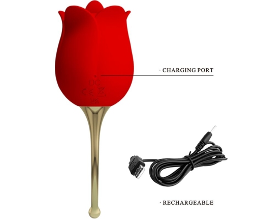 PRETTY LOVE - ROSE LOVER ROSE CLITORIS STIMULATOR 12 VIBRATIONS RED